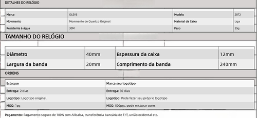 Relógio Marca OLEVS Modelo A1