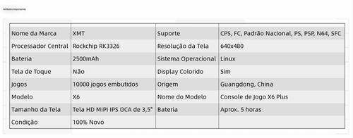 Console de Jogos Portátil X6