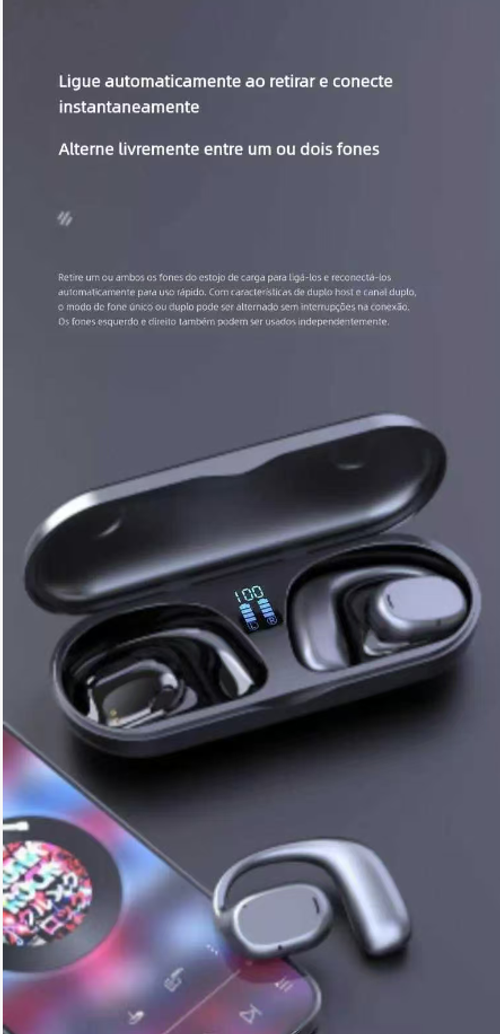 Auriculares Bluetooth Sem Fio Pretos