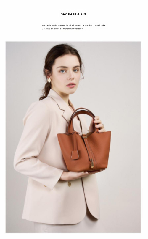 Bolsa balde de couro genuíno