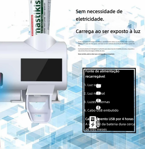 Suporte de Escova Dental Inteligente com Esterilização por UV, Multifuncional, Parede, Instalação Sem Furos, Kit Completo