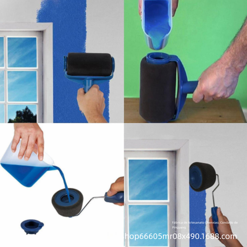 Rolo de pintura de esponja sem costura conjunto multifuncional cinco em um