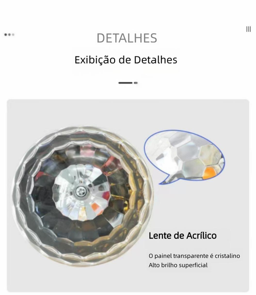 Lâmpada Bola Mágica LED Colorida E27, Luz Rotativa para Palco, KTV e Bar, Efeito Laser e Piscante, Cor Dourada