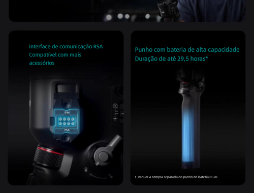 Estabilizador de câmera portátil DJI RS 4 Ronin, gimbal de três eixos com anti-vibração para gravação de imagens