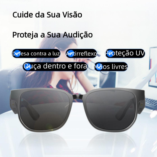 Óculos Inteligentes para Motoristas, Óculos de Sol Anti-Luz Azul com Fone Bluetooth e Áudio IA