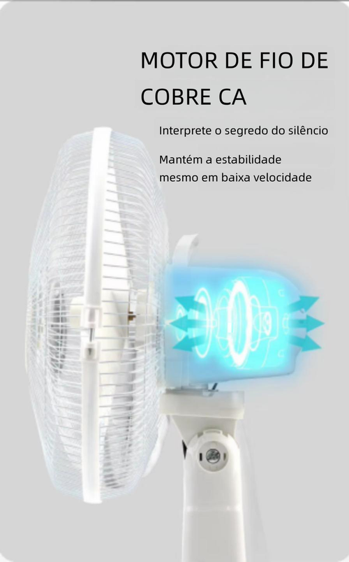 Ventilador solar com iluminação multifuncional para exterior e recarregável