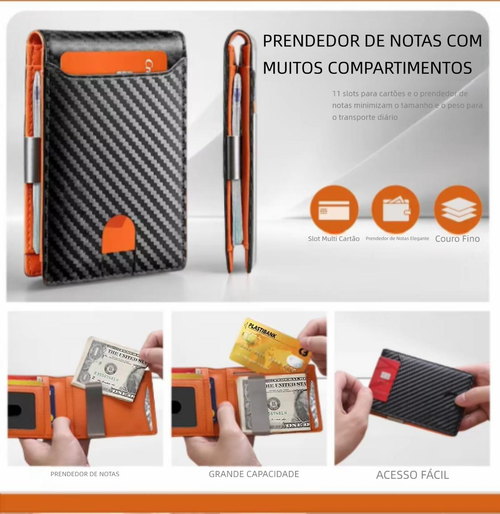 Carteira masculina em couro de fibra