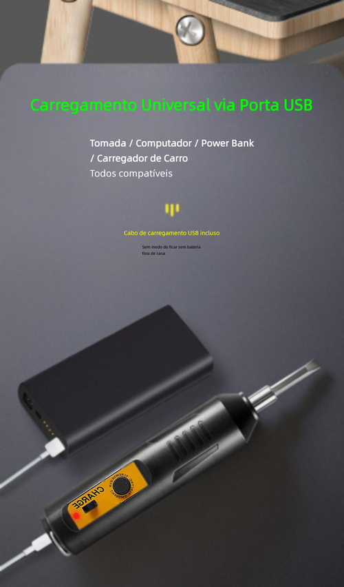 Chave de Fenda Elétrica Sem Fio Mini 3,6V, Bateria 2000mAh, Furadeira Multifuncional Doméstica com Brocas