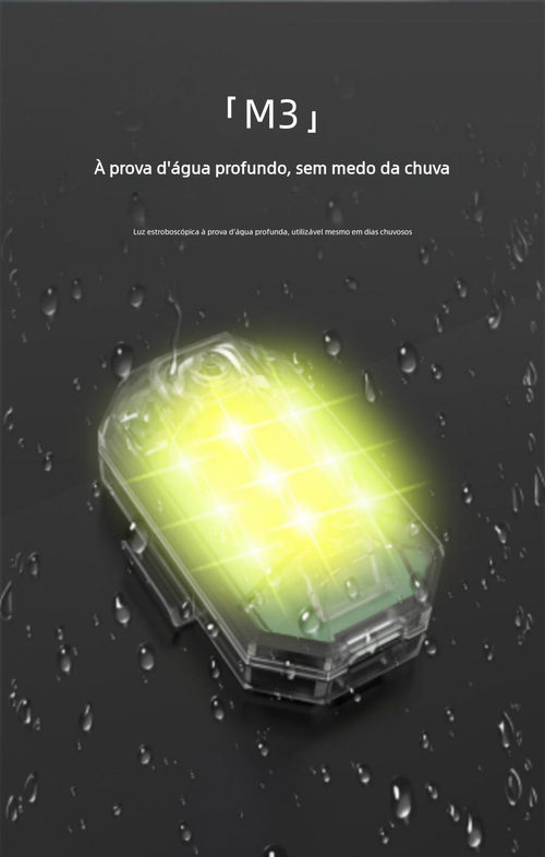 Luz Estroboscópica M3 LED Controlo Remoto, Luz de Voo Noturno para Drone, Moto, Carro e Bicicleta