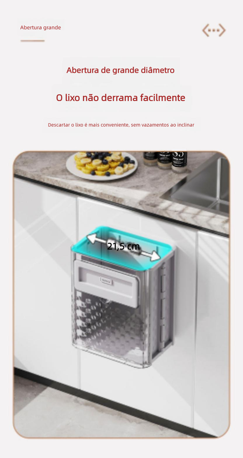 Lixeira de Parede para Cozinha, Dobrável, Recipiente para Resíduos Orgânicos, Armazenamento em Espaço Estreito, Fixação Adesiva sem Marcas, Ideal para Armários e Banheiros