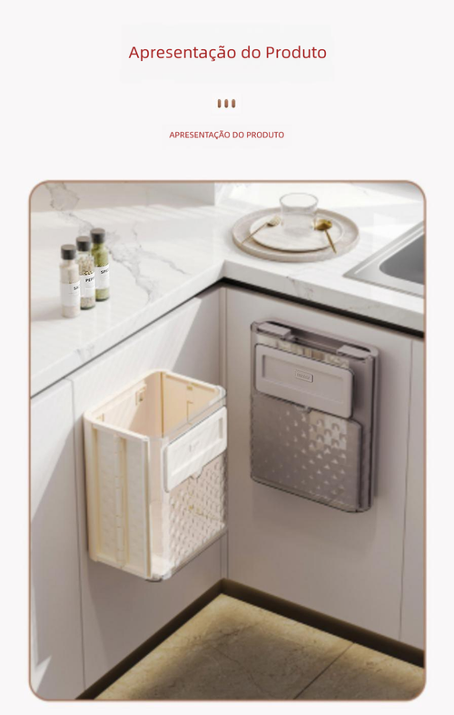 Lixeira de Parede para Cozinha, Dobrável, Recipiente para Resíduos Orgânicos, Armazenamento em Espaço Estreito, Fixação Adesiva sem Marcas, Ideal para Armários e Banheiros