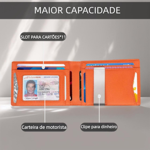 Carteira masculina em couro de fibra