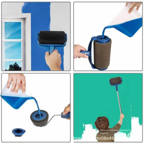 Rolo de pintura de esponja sem costura conjunto multifuncional cinco em um