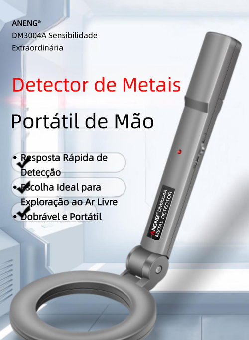 Detector de Metais Portátil, Alta Sensibilidade, Aparelho de Rastreio para Segurança, Detecção Externa e de Celulares