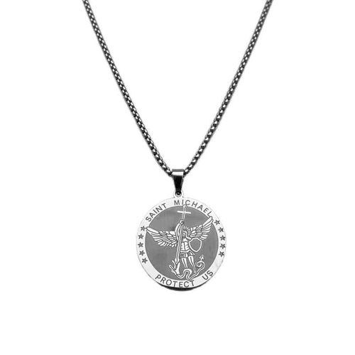 Colar Medalha Feminino da Catedral de São Miguel com Corrente de Aço Inoxidável, Joia Protetora Banhada a Ouro
