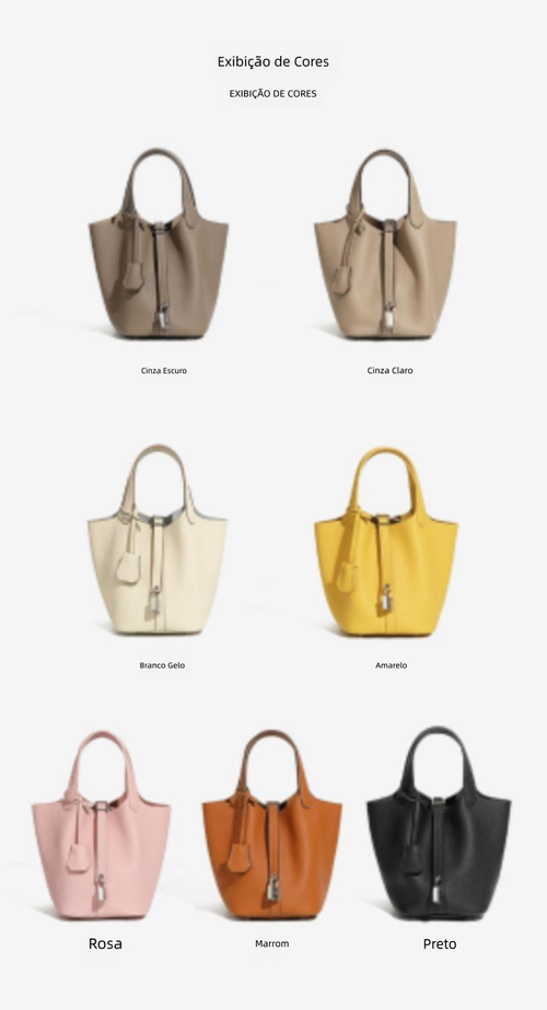 Bolsa balde de couro genuíno