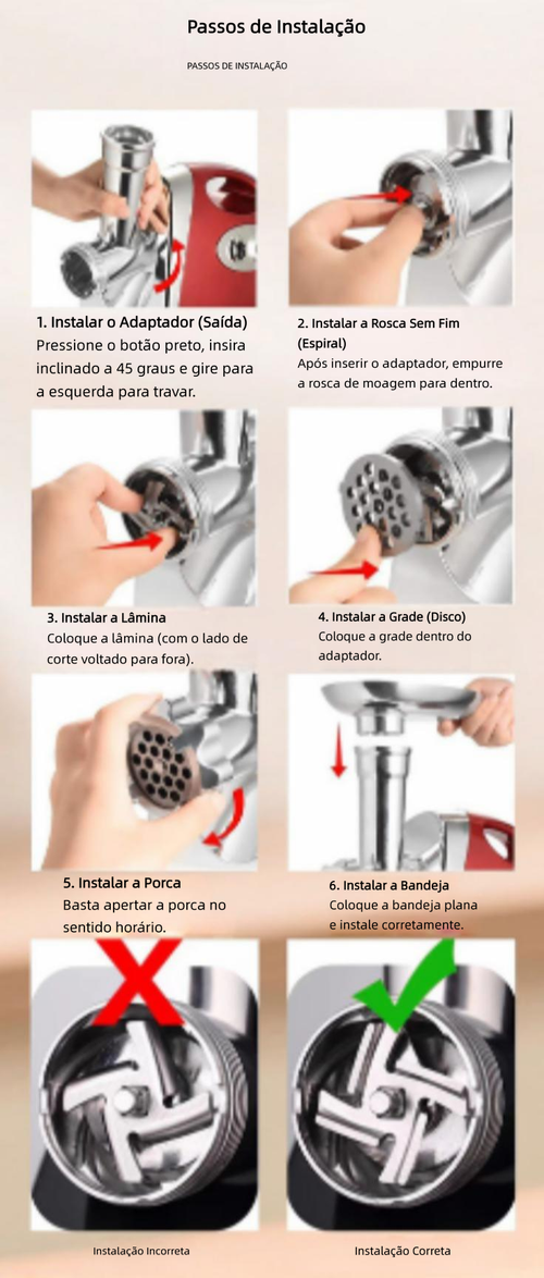 Moedor de carne elétrico multifuncional