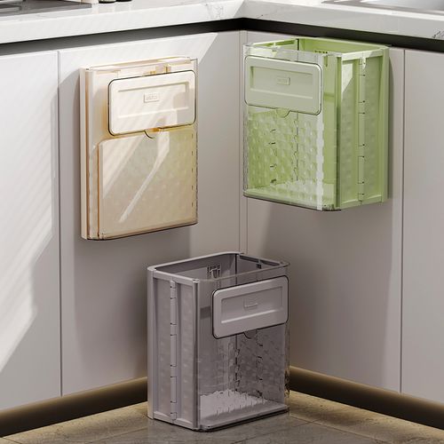 Lixeira de Parede para Cozinha, Dobrável, Recipiente para Resíduos Orgânicos, Armazenamento em Espaço Estreito, Fixação Adesiva sem Marcas, Ideal para Armários e Banheiros