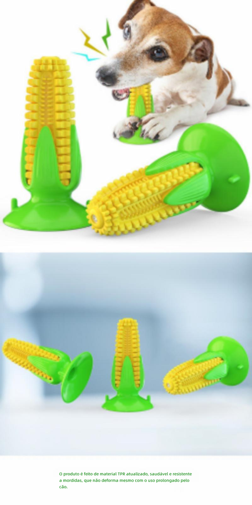 Brinquedo para Pets: Milho Sonoro, Mordedor para Limpeza Dental, Escova de Cachorro e Corda de Algodão em TPR, Ideal para Cães e Gatos