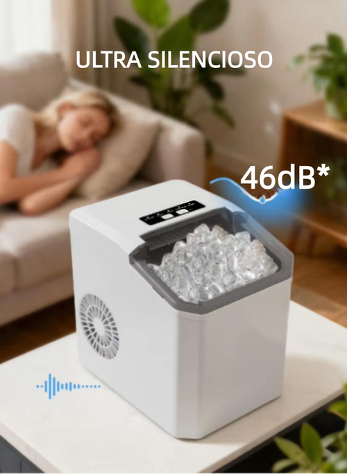 Máquina de gelo automática doméstica em aço inoxidável, produz gelo em bala e esférico, funcionamento contínuo 24 horas