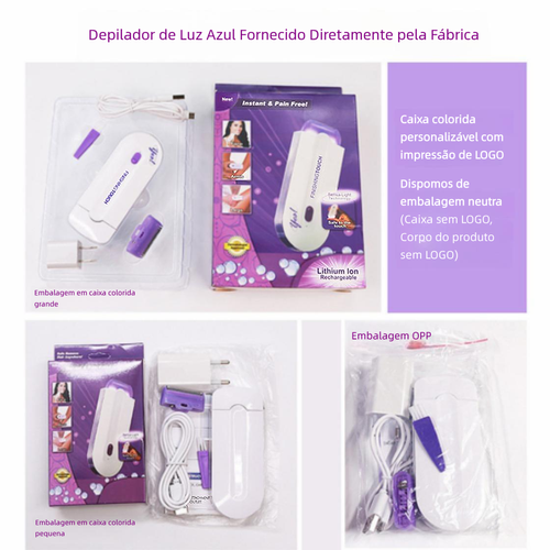 Aparador de pelos com detecção sensorial, depilador a laser indolor com luz azul, depilador feminino