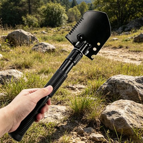 Pá militar dobrável portátil para jardinagem, pesca e emergência, equipamento de aventura ao ar livre