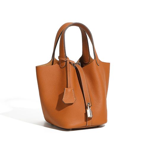 Bolsa balde de couro genuíno