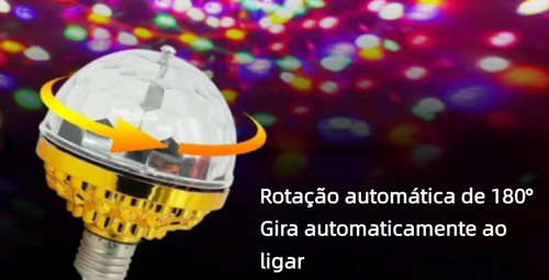 Lâmpada Bola Mágica LED Colorida E27, Luz Rotativa para Palco, KTV e Bar, Efeito Laser e Piscante, Cor Dourada