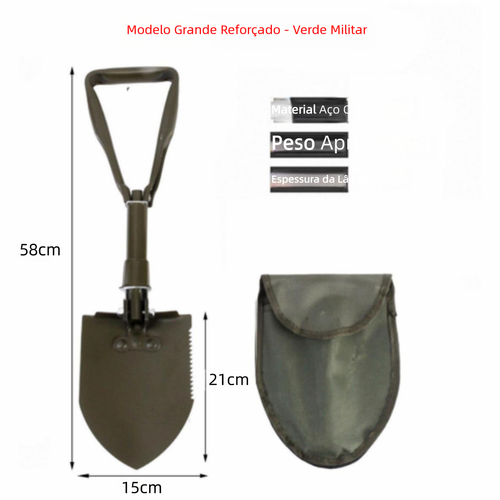 Pá militar dobrável portátil para jardinagem, pesca e emergência, equipamento de aventura ao ar livre