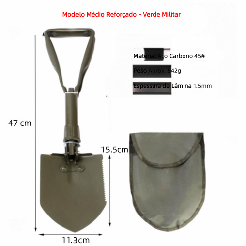 Pá militar dobrável portátil para jardinagem, pesca e emergência, equipamento de aventura ao ar livre
