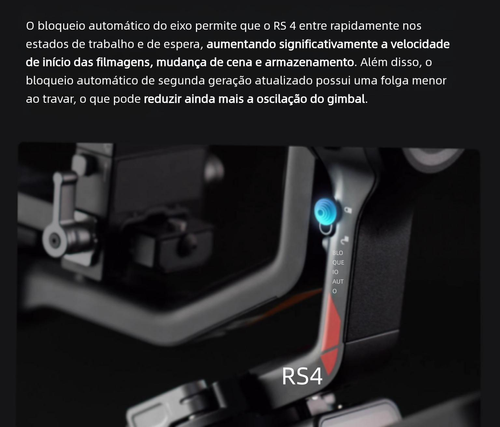 Estabilizador de câmera portátil DJI RS 4 Ronin, gimbal de três eixos com anti-vibração para gravação de imagens