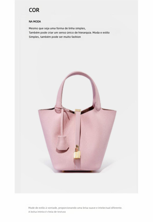Bolsa balde de couro genuíno