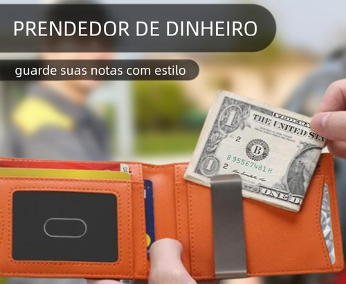 Carteira masculina em couro de fibra
