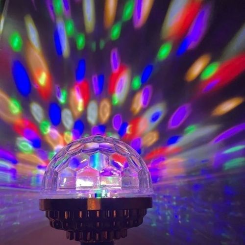Lâmpada Bola Mágica LED Colorida E27, Luz Rotativa para Palco, KTV e Bar, Efeito Laser e Piscante, Cor Dourada