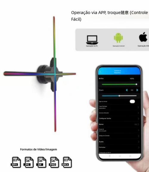 Ventilador Holográfico 3D Ultra HD - Tela de Projeção
