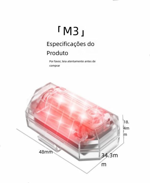 Luz Estroboscópica M3 LED Controlo Remoto, Luz de Voo Noturno para Drone, Moto, Carro e Bicicleta