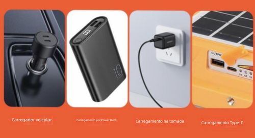 Luz Solar Portátil Multifuncional com Holofote Recarregável para Camping e Emergências