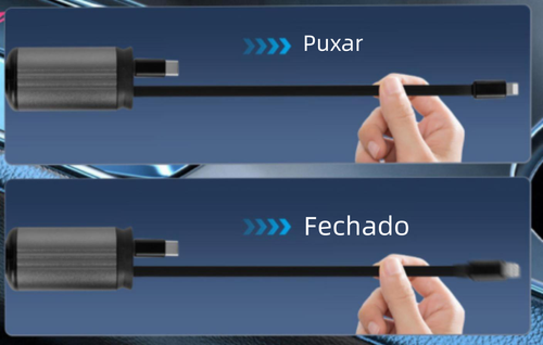Carregador automóvel retrátil super rápido 4-em-1, com cabos retráteis anti-emaranhados, duas portas de carregamento, projeção de luz de estrelas no teto do carro, adaptador de carregamento rápido com LED de estrelas — sem aromaterapia, luz LED veicular.