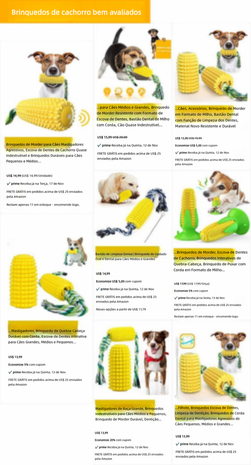 Brinquedo para Pets: Milho Sonoro, Mordedor para Limpeza Dental, Escova de Cachorro e Corda de Algodão em TPR, Ideal para Cães e Gatos