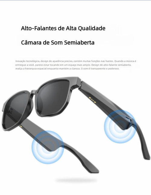 Óculos Inteligentes para Motoristas, Óculos de Sol Anti-Luz Azul com Fone Bluetooth e Áudio IA