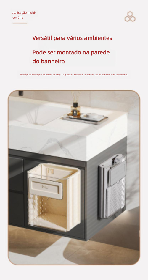 Lixeira de Parede para Cozinha, Dobrável, Recipiente para Resíduos Orgânicos, Armazenamento em Espaço Estreito, Fixação Adesiva sem Marcas, Ideal para Armários e Banheiros