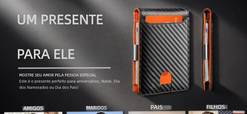 Carteira masculina em couro de fibra