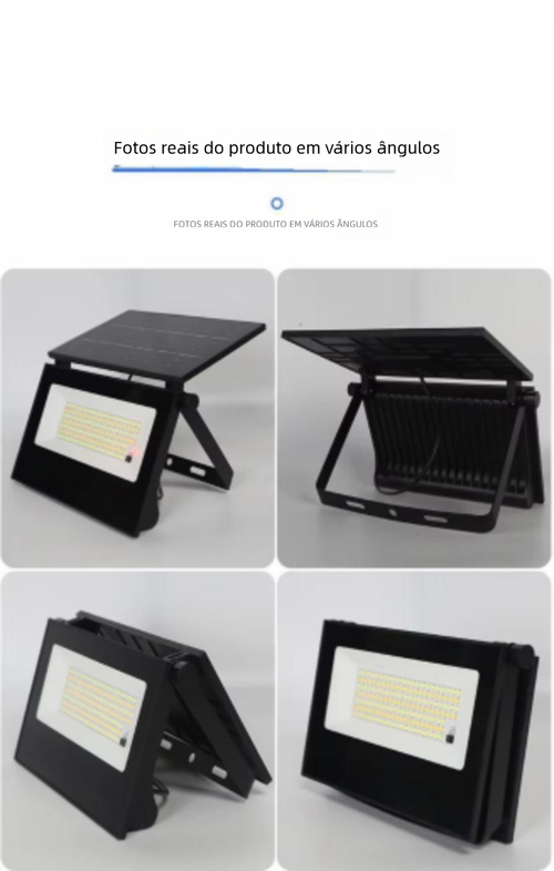 Projetor LED Solar Dobrável | IP65 Impermeável | Sensor de Movimento | Regulável + Controle Remoto | Ra 90 | Para Jardim e Parede Externa