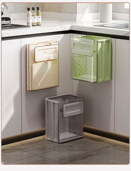 Lixeira de Parede para Cozinha, Dobrável, Recipiente para Resíduos Orgânicos, Armazenamento em Espaço Estreito, Fixação Adesiva sem Marcas, Ideal para Armários e Banheiros