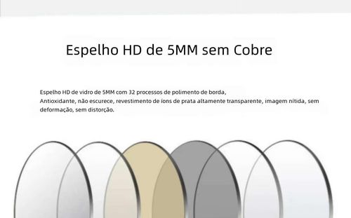 Espelho Redondo para Banheiro, Moldura em Alumínio, Instalação Sem Furo, Alta Definição, Parede