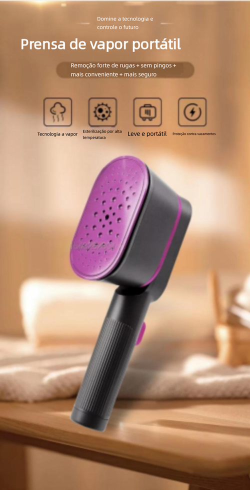 Vaporizador de Roupas Portátil de Mão, Uso Seco e Úmido, 1000W, com Proteção contra Queima a Seco, Mini e Compacto para Uso Doméstico