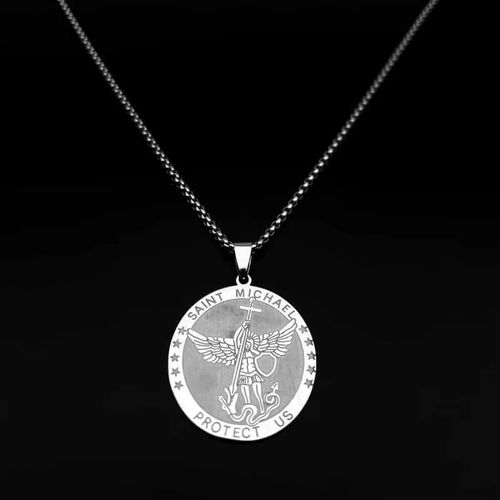 Colar Medalha Feminino da Catedral de São Miguel com Corrente de Aço Inoxidável, Joia Protetora Banhada a Ouro