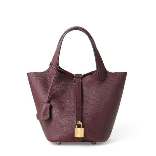 Bolsa balde de couro genuíno