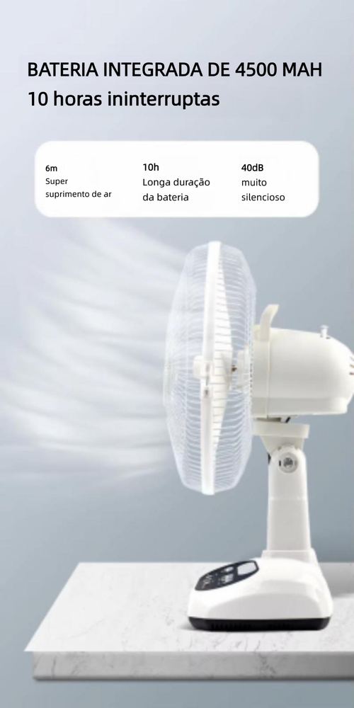 Ventilador solar com iluminação multifuncional para exterior e recarregável