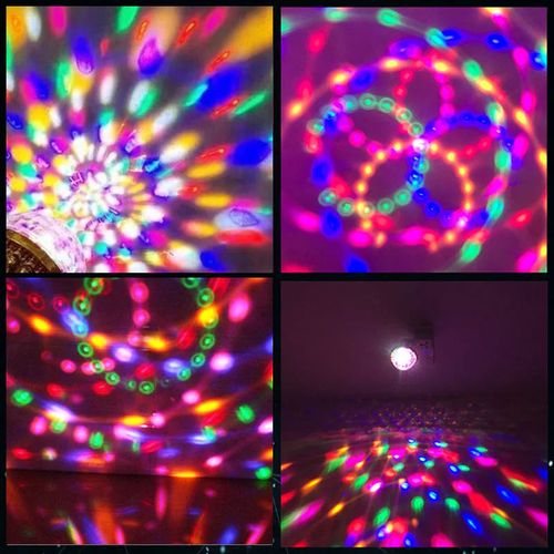 Lâmpada Bola Mágica LED Colorida E27, Luz Rotativa para Palco, KTV e Bar, Efeito Laser e Piscante, Cor Dourada